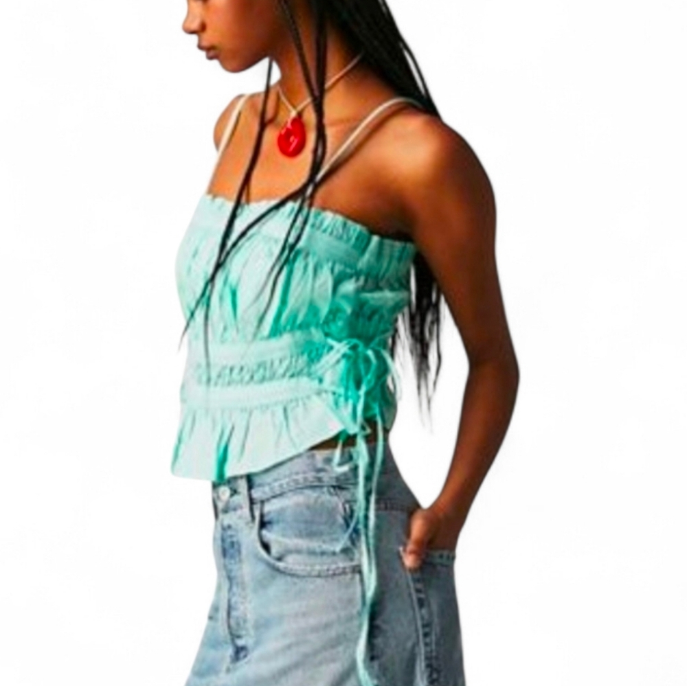 NWOT FREE PEOPLE Gabby Cinchrd Tube Top in Mint - XS